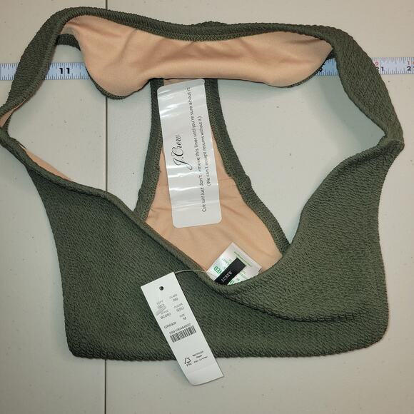 J Crew Bikini Bottom Textured curved-waist cheeky Size Medium Green BC050 - Picture 3 of 7